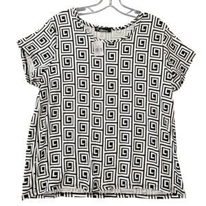 Rainbow White Black Shirt NEW Stretch Short Sleeves Scoop Neck Women Plus 1X Top